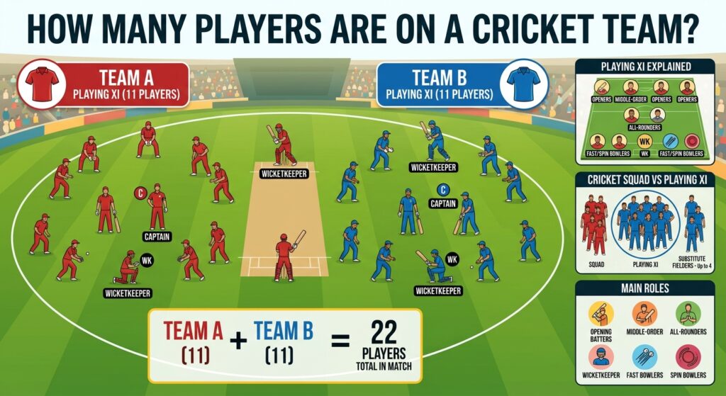 How Many Players are in a Cricket Team? Complete Guide to Cricket Team Size How Many Players are in a Cricket Team