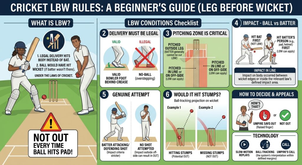 Cricket LBW Explained rules for Beginners