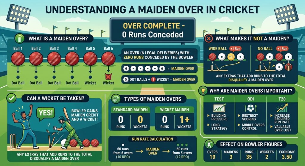 What Is a Maiden Over in Cricket? Meaning, Rules & Examples
