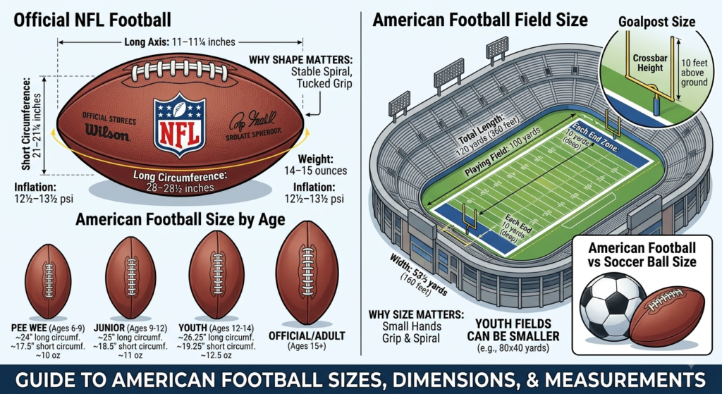 American Football Size: Complete Guide to Ball, Field, and Player Dimensions American Football Size